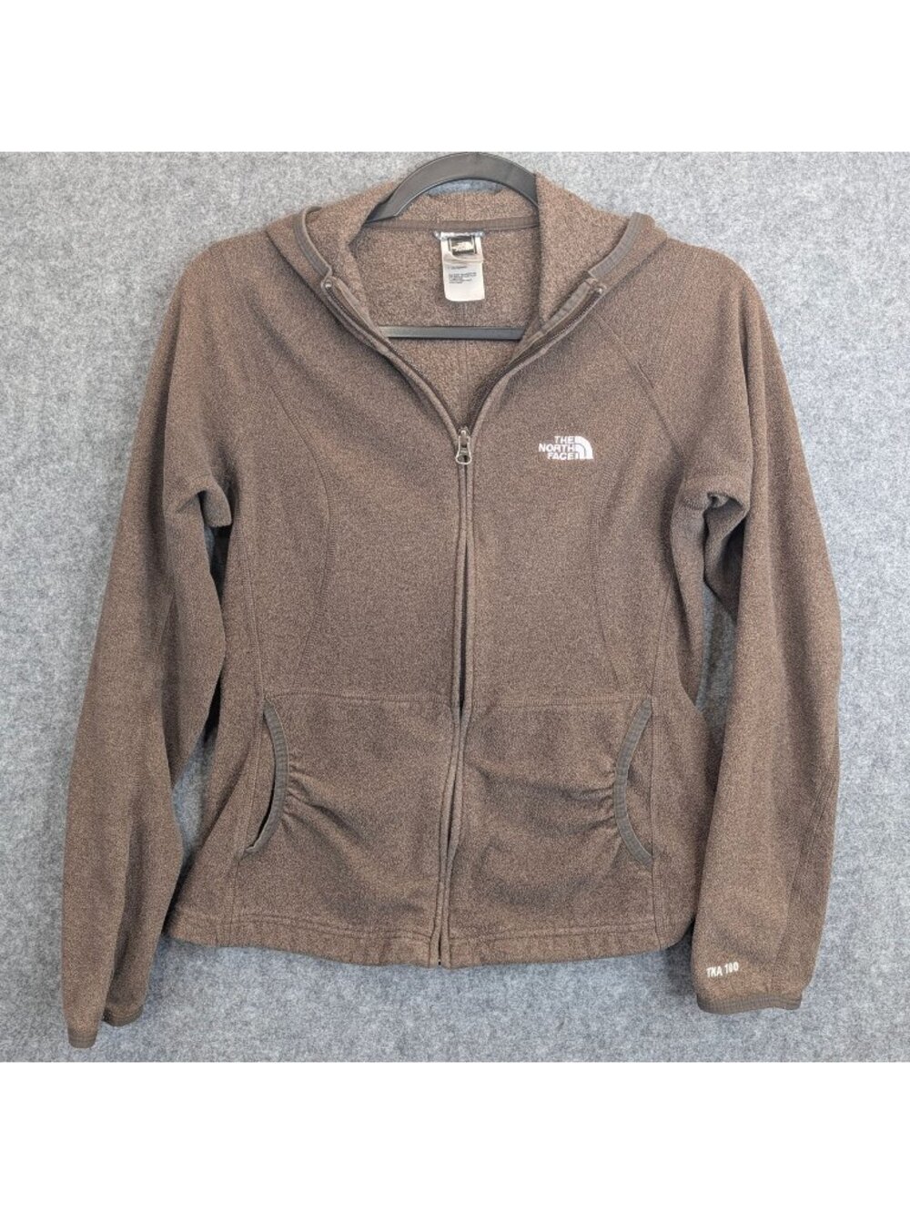 The North Face Womens Brown TKA 100 Full Zip Fleece Hoodie Jacket Size Small